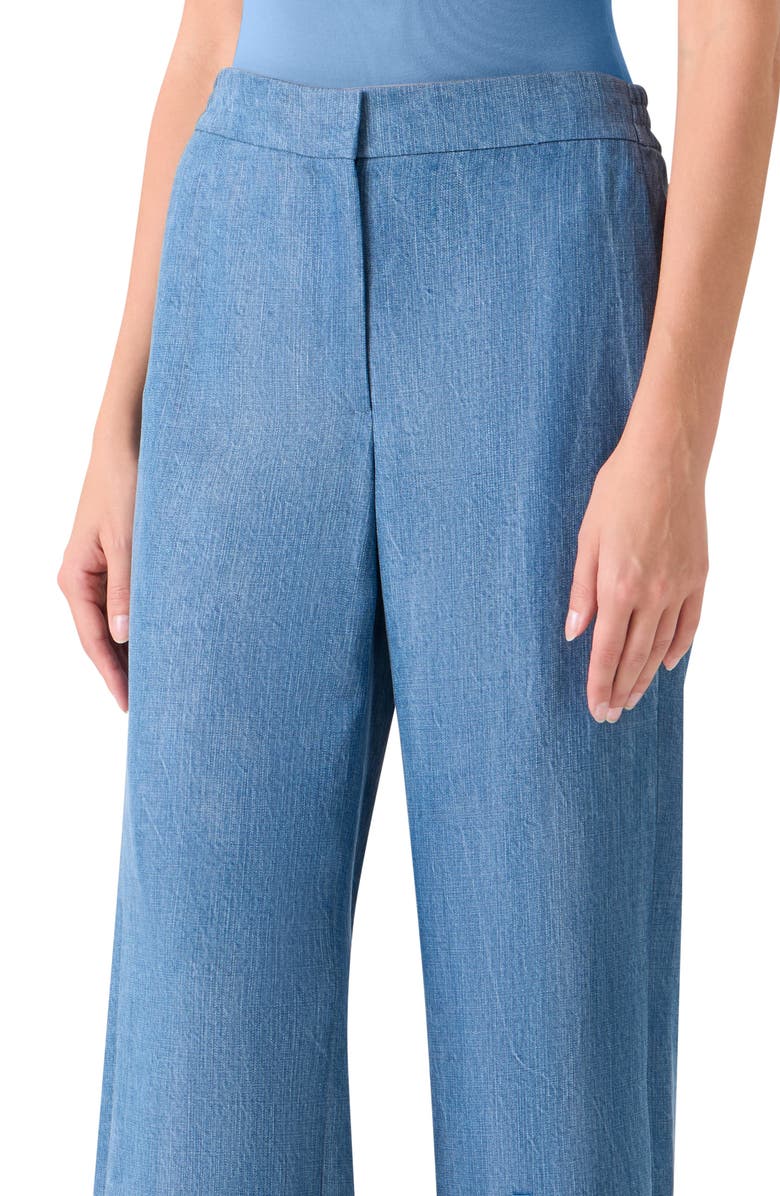 Akris punto Marlon Circle Lace & Denim Wide Leg Pants, Alternate, color, Medium Blue Denim