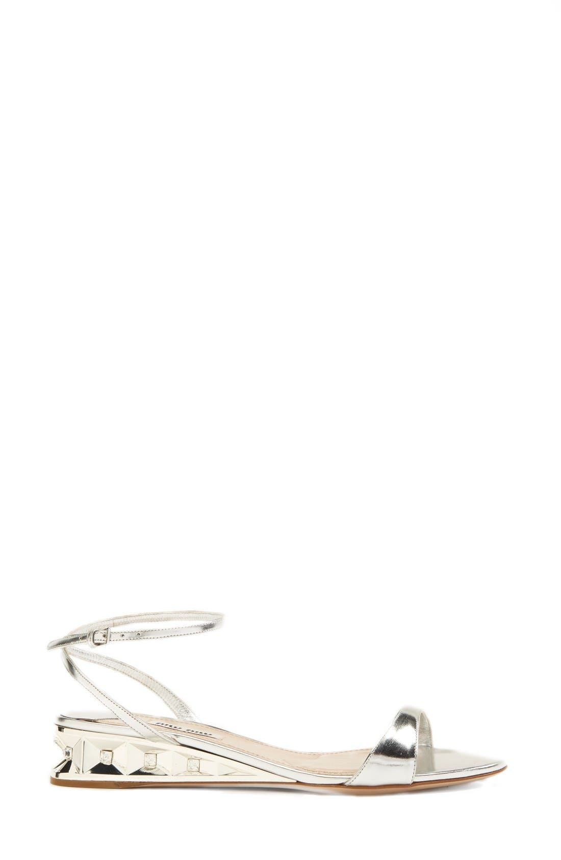 Jeweled Heel Ankle Strap Sandal, Alternate, color, SILVER