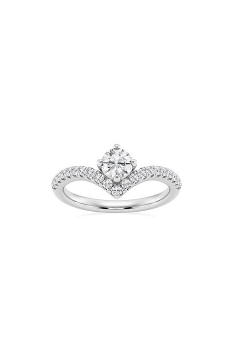 14K White Gold Lab Grown Round Diamond Ring