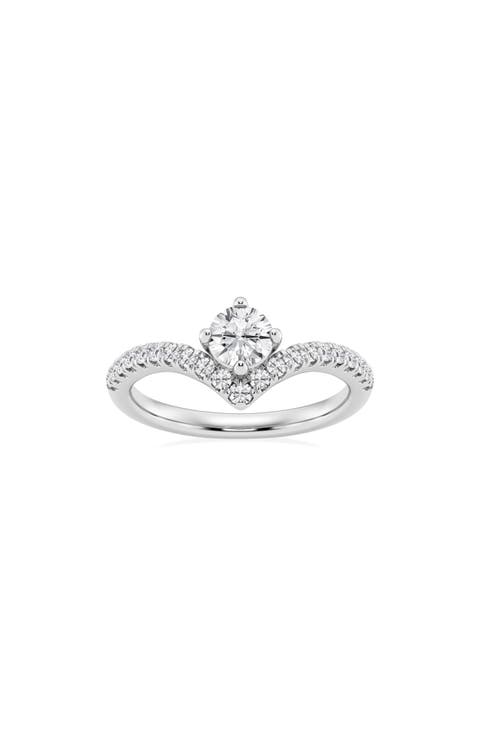 14K White Gold Lab Grown Round Diamond Ring