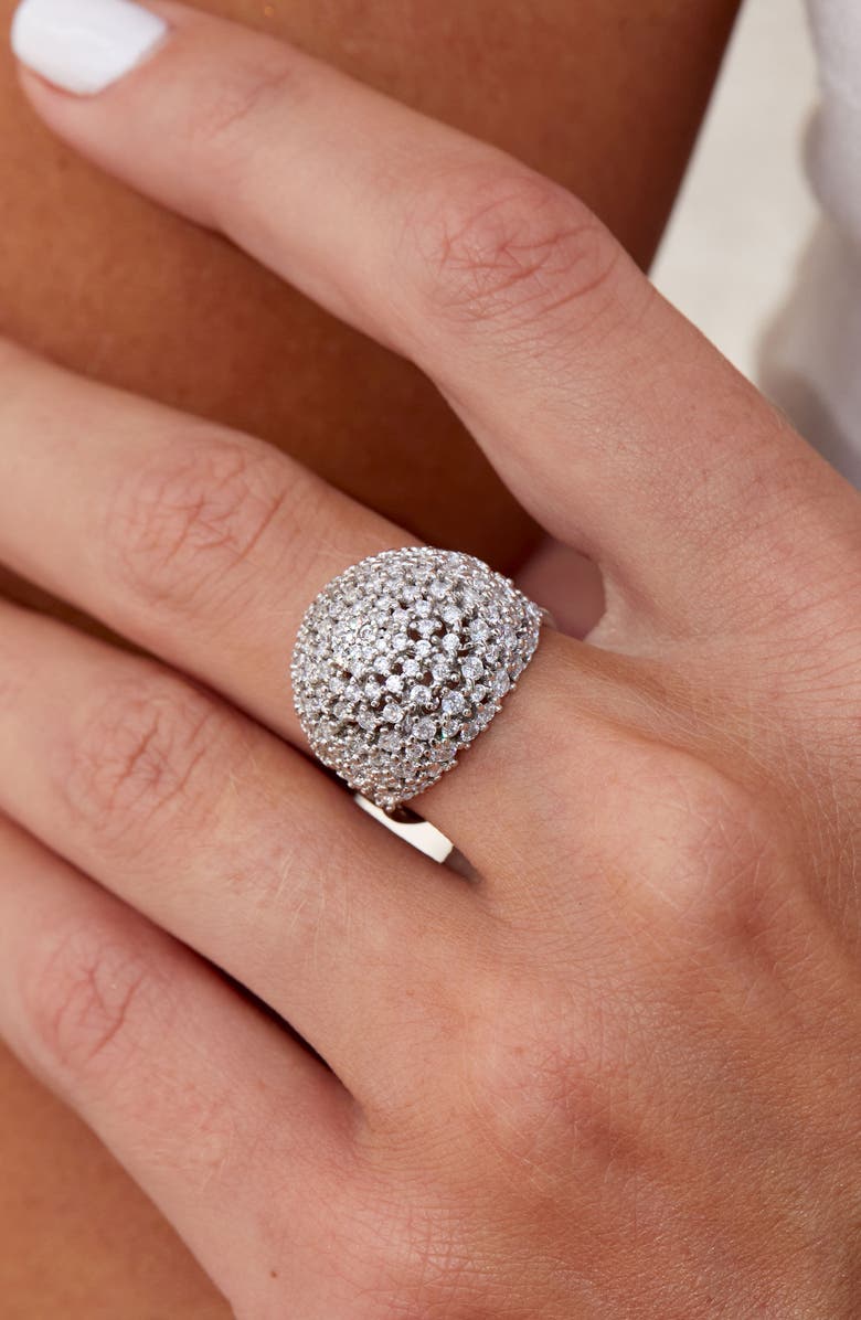 SAVVY CIE JEWELS Sterling Silver Bombay CZ Cluster Ring, Alternate, color, White