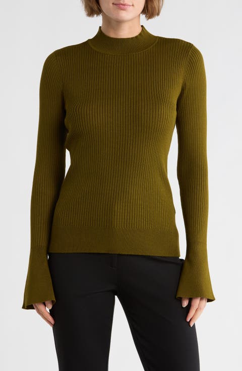 Mock Neck Bell Sleeve Sweater