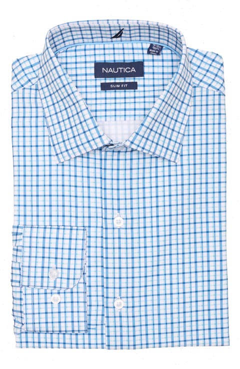 Slim Fit Plaid Print Dress Shirt