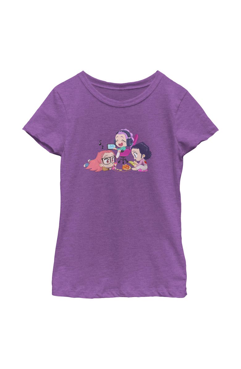 KPop Demon Hunters Girl's KPop Demon Hunters Chibi Girls Playing  Graphic T-Shirt, Main, color, Purple Berry