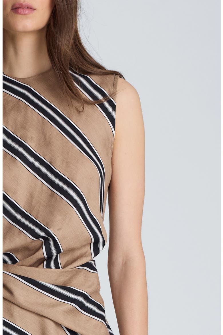 Stripe Asymmetric Hem Minidress, Alternate, color, BISCOTTI MULTI