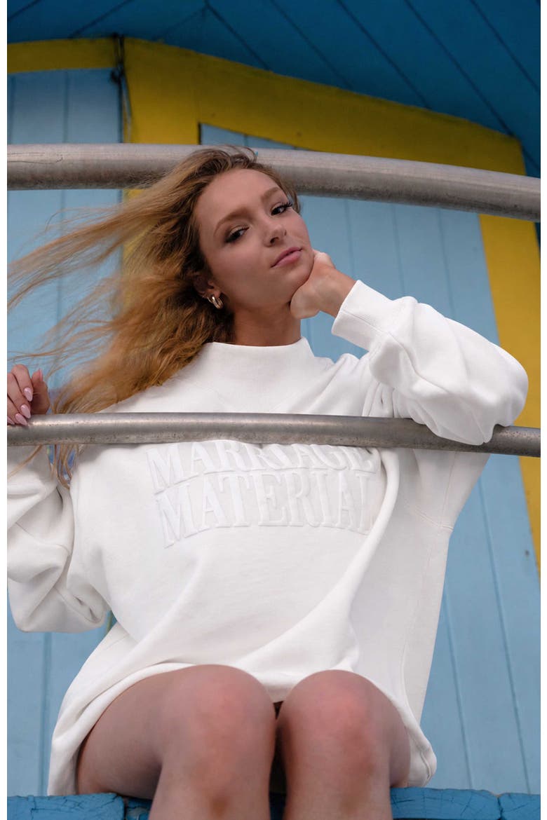 Marriage Material Mockneck, Alternate, color, White