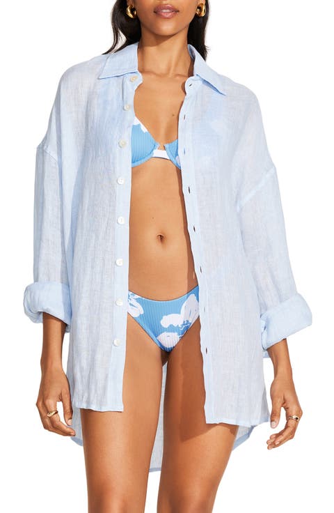 Playa Oversize Linen Cover-Up Shirt