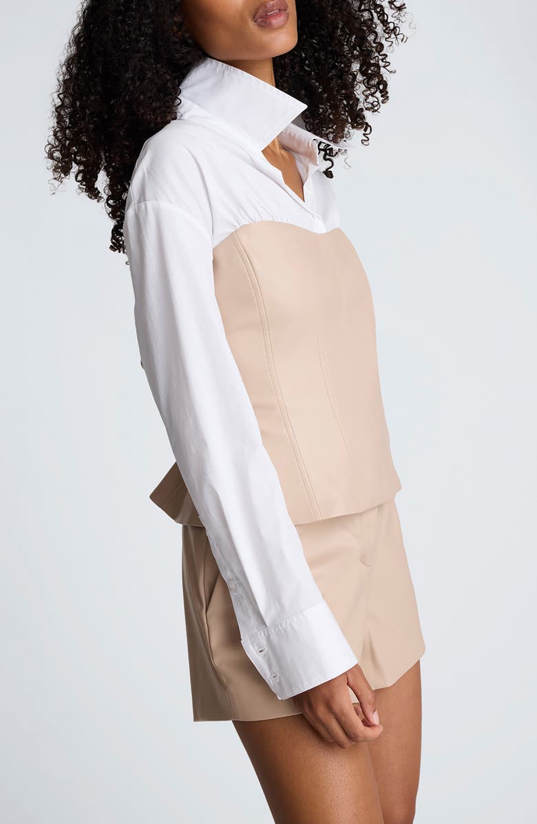 Kenneth Cole Leather Bustier Shirt, Alternate, color, Sandtrap Combo