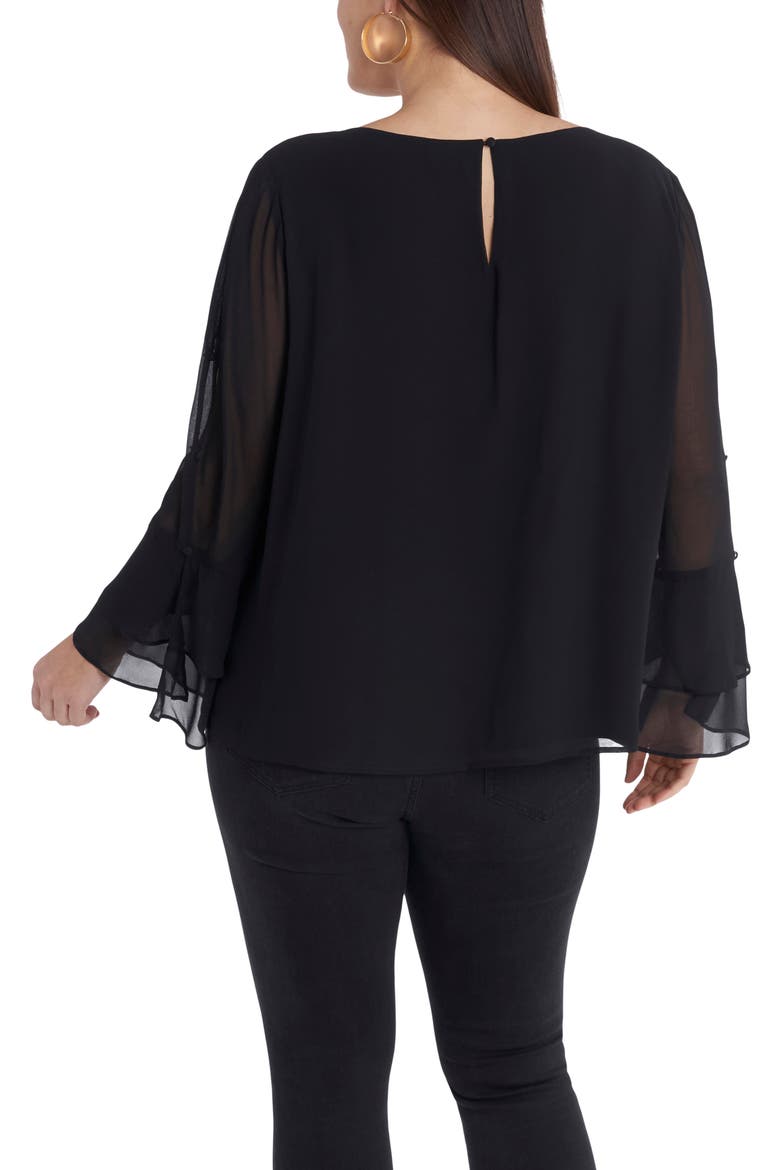 Ruffle Cuff Chiffon Top, Alternate, color, RICH BLACK