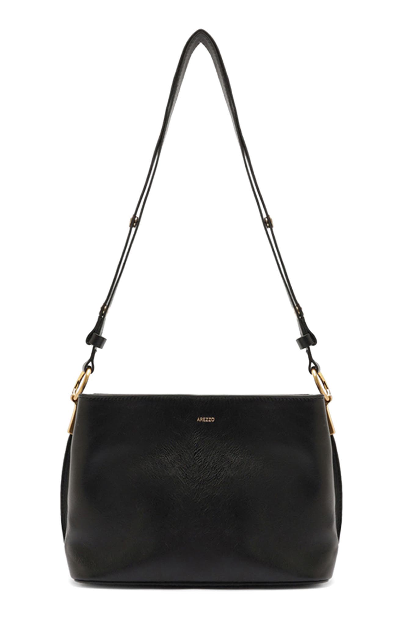Arezzo Small Daphne Leather Crossbody Bag, Alternate, color, Black