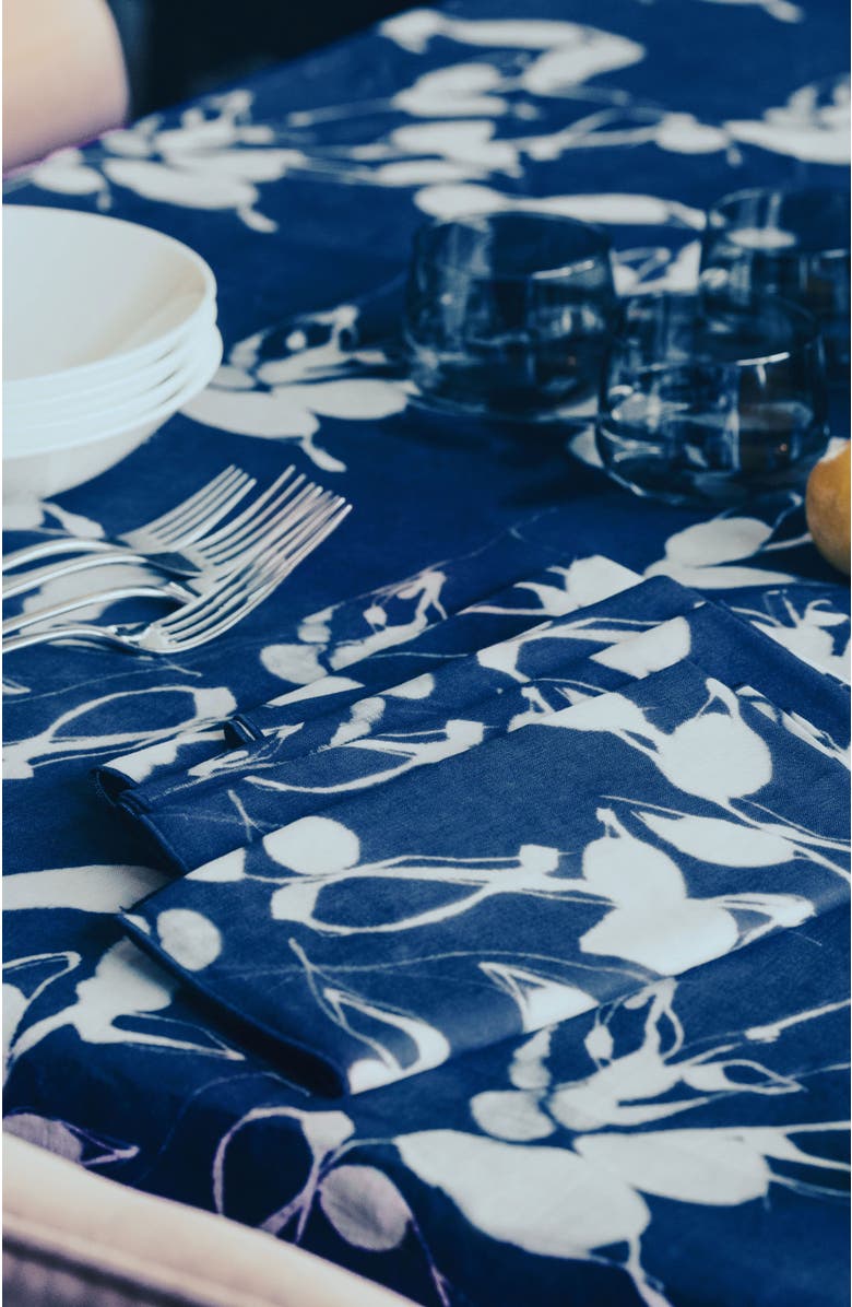Goldie Home Porto Print in Indigo Tablecloth, Alternate, color, Indigo