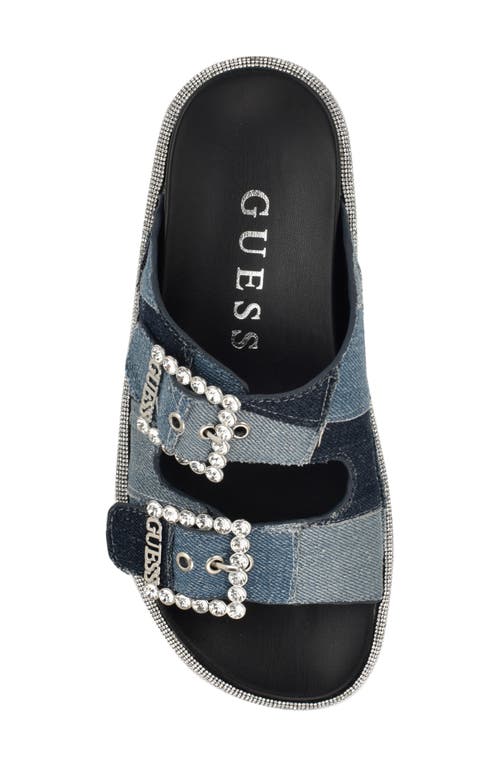 Guess Funzya Slide Sandal In Medium Blue