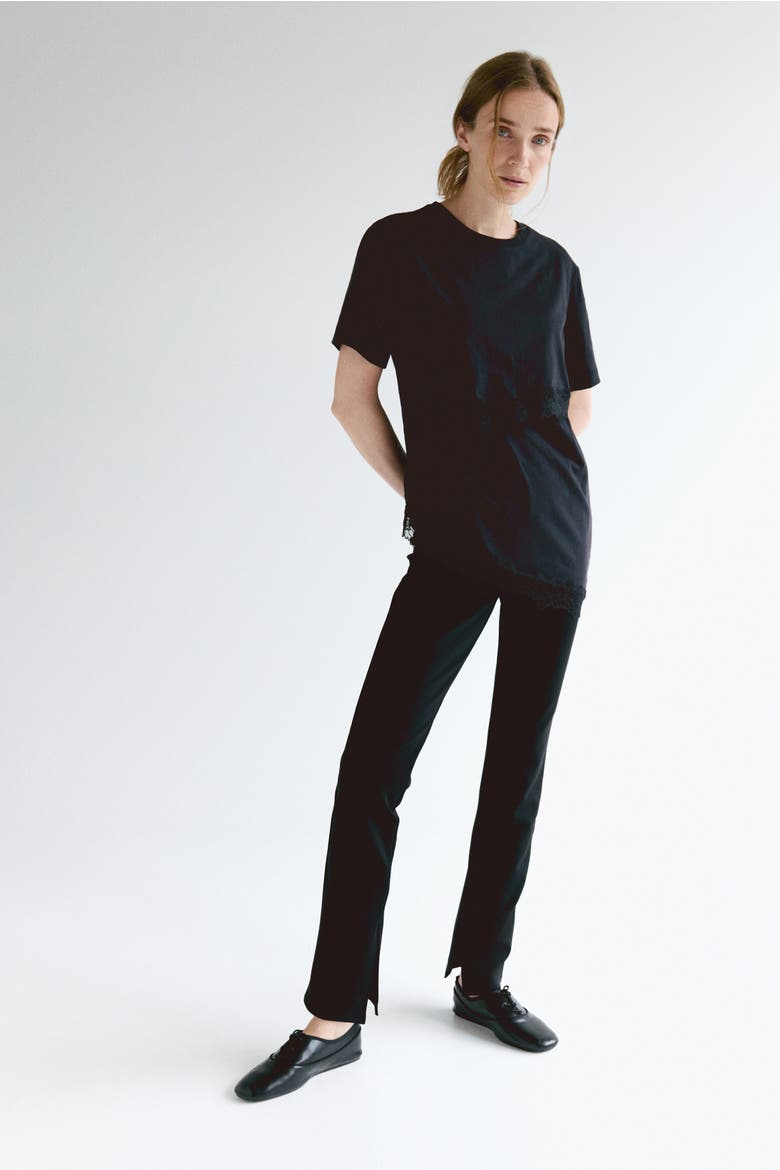 Mama Lace-Trimmed Nursing T-Shirt, Alternate, color, Black