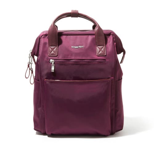 Baggallini Soho Laptop Backpack In Mulberry Twill Nylon