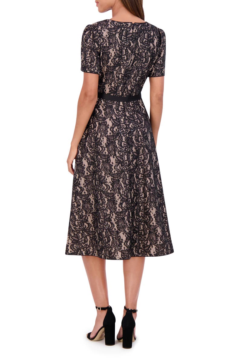 Kensie Floral Lace Short Sleeve Fit & Flare Midi Dress, Alternate, color, 