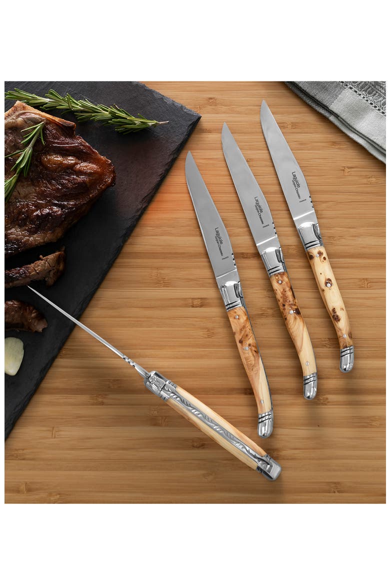 Set of 4 Laguiole Steak Knives, Alternate, color, WOOD