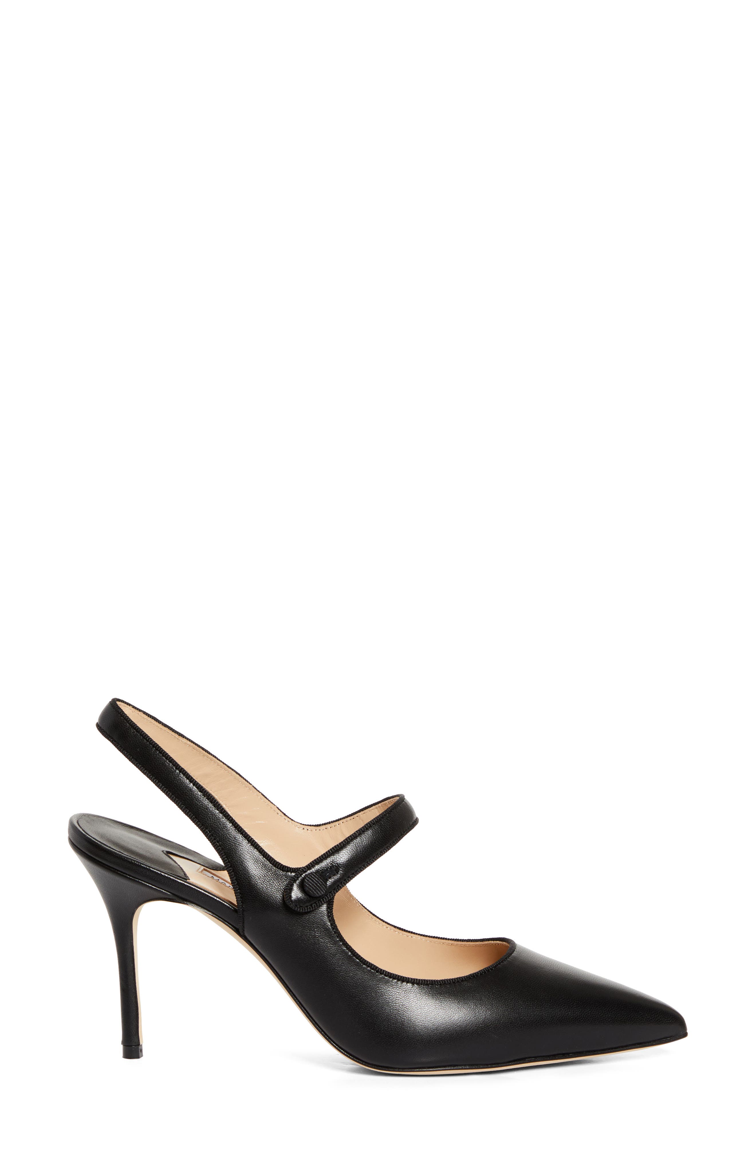 Manolo Blahnik Camparisli Pointed Toe Mary Jane Slingback Pump, Alternate, color, Black
