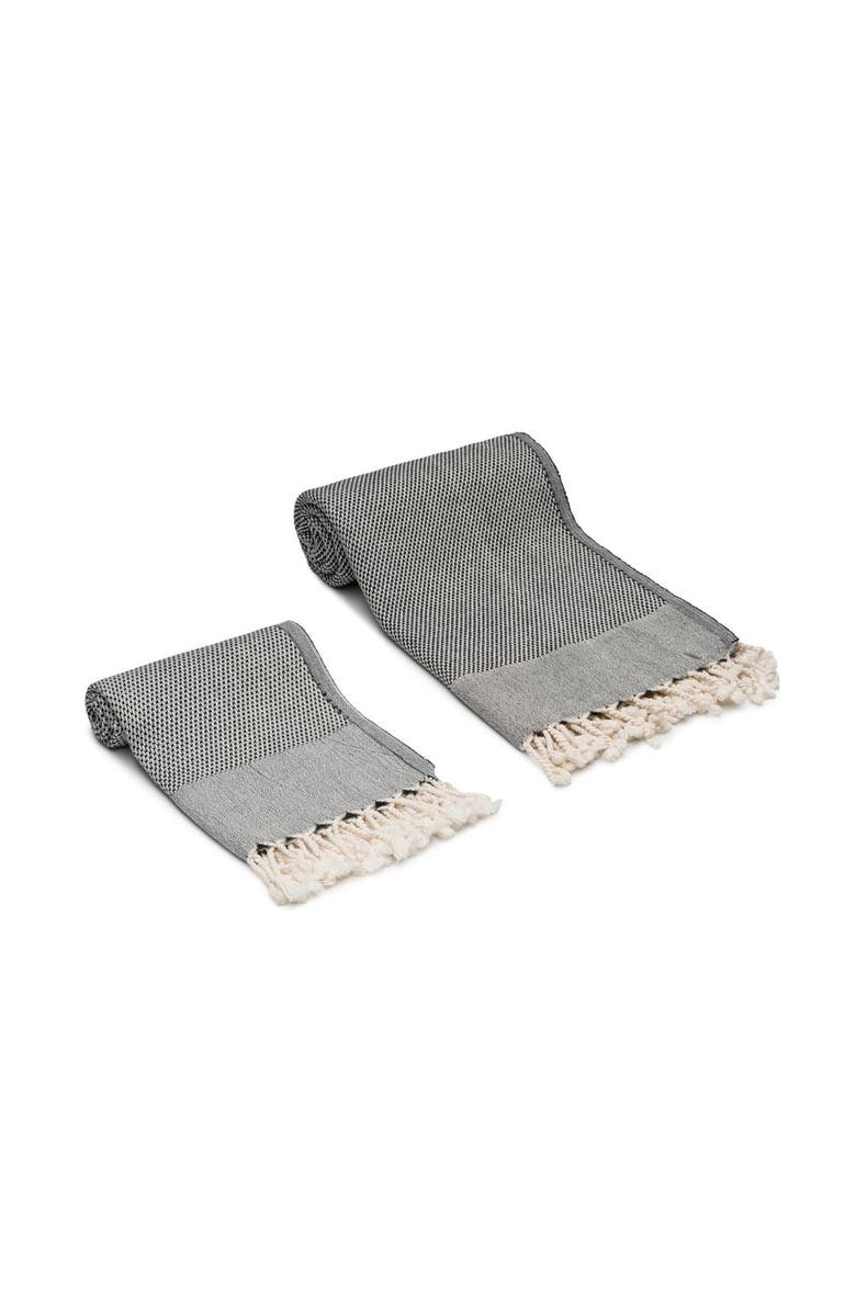 Oliviera Home Whisper Weight Turkish Cotton Bath and Hand Towel - Set, Alternate, color, Black