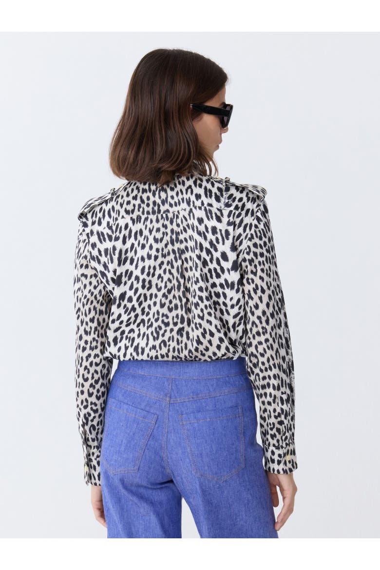 MIKA Band-collar Shirt in Cheetah Print, Alternate, color, Natural