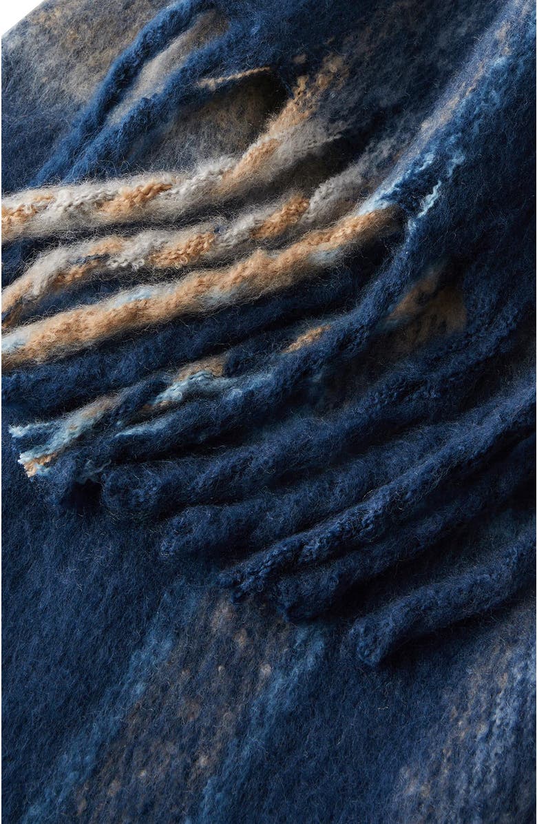 Rubi Shoes Phoebe Brushed Tassel Scarf, Alternate, color, Celeste Check Oxford Navy