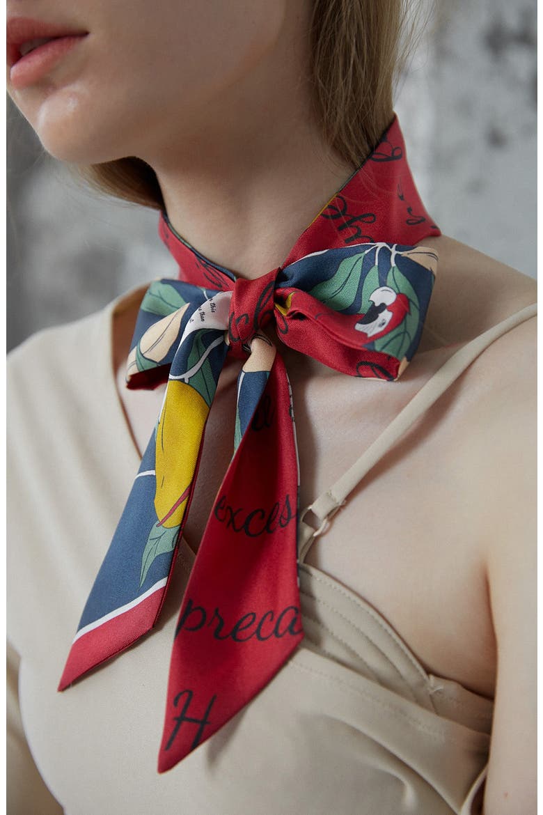 El Amor Skinny Silk Scarf, Alternate, color, RED