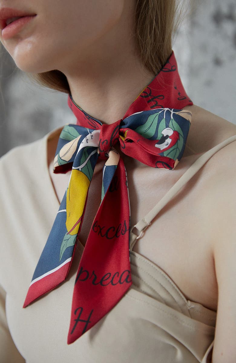 Lost Pattern El Amor Skinny Silk Scarf, Alternate, color, 