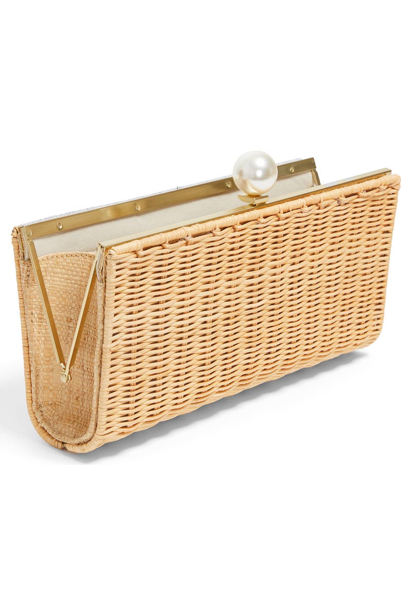 Pamela Munson The Pearl Woven Rattan Clutch, Alternate, color, Natural