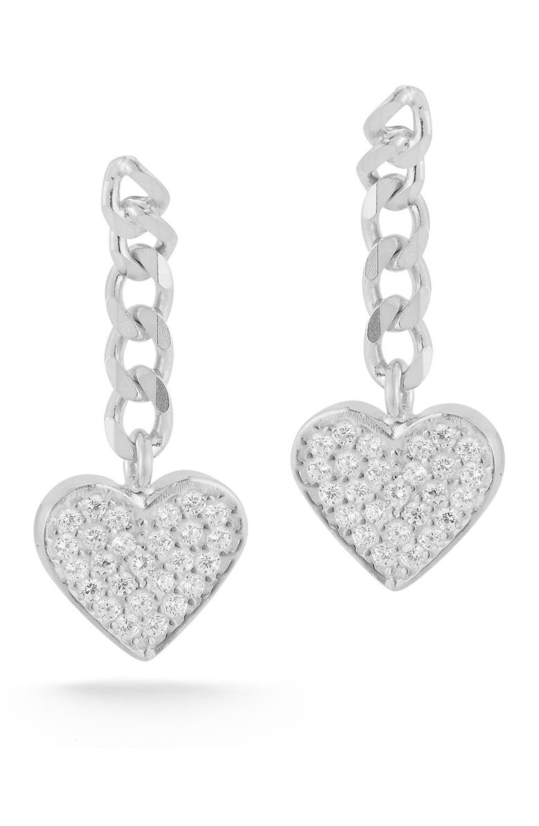 SPHERA MILANO Pave CZ Heart Drop Earrings, Main, color, 