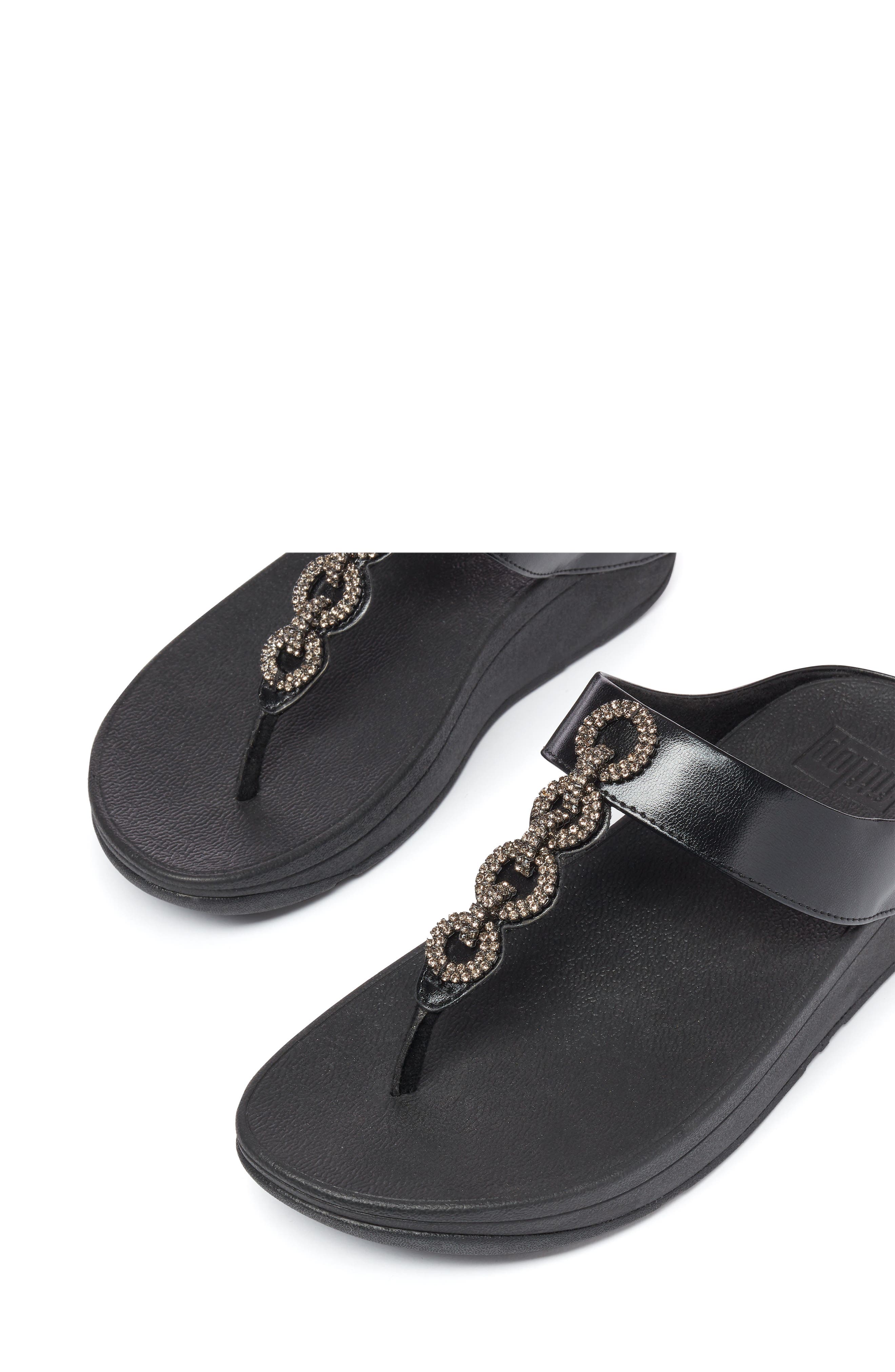 FitFlop Fino Crystal Embellished Thong Platform Sandal, Alternate, color, All Black