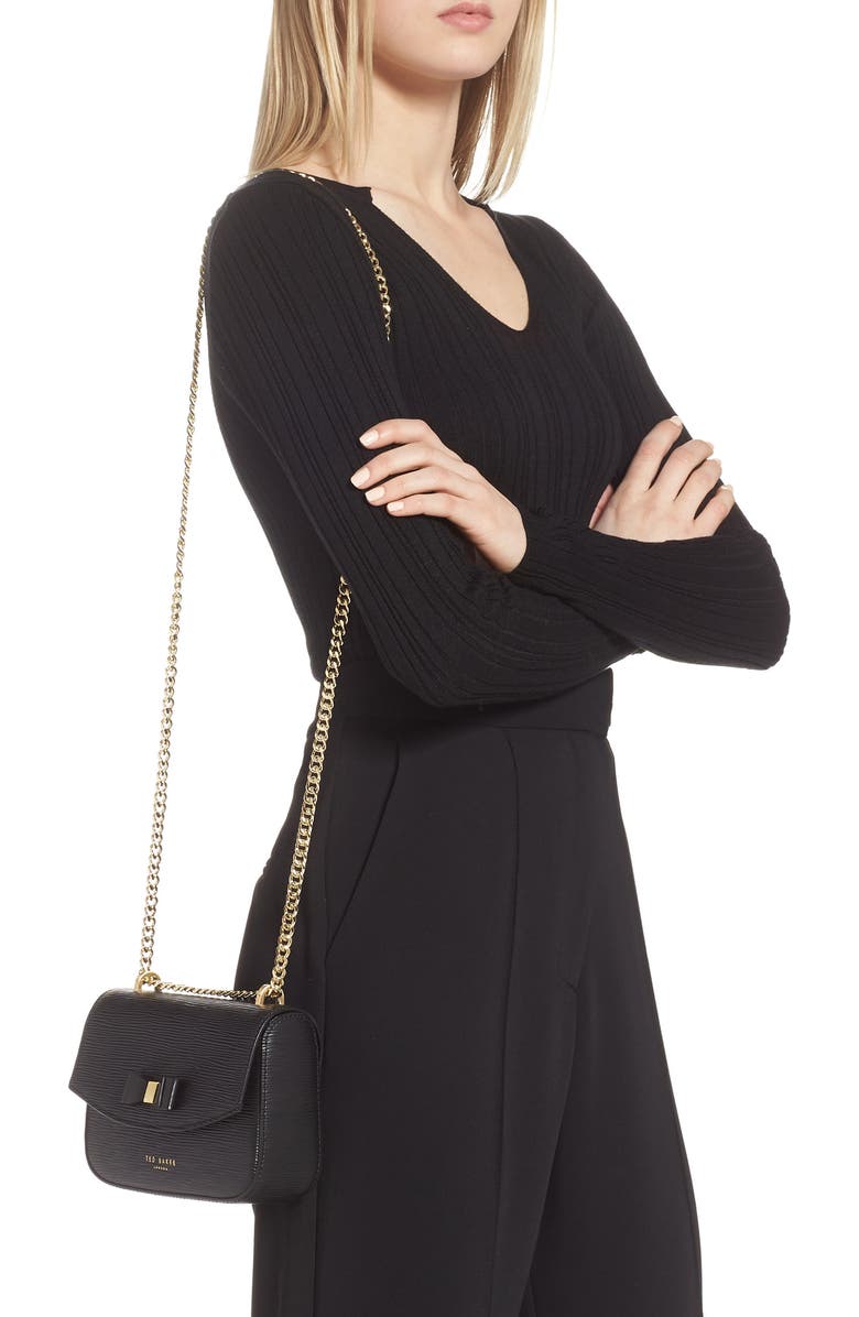 Ted Baker London Daissy Bow Mini Leather Crossbody Bag, Alternate, color,