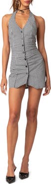 EDIKTED Narissa Gingham Halter Minidress