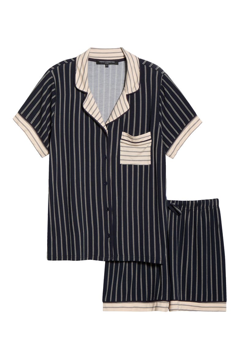 Stripe Pocket Short Pajamas, Alternate, color, BLUE/ CREAM STRIPE