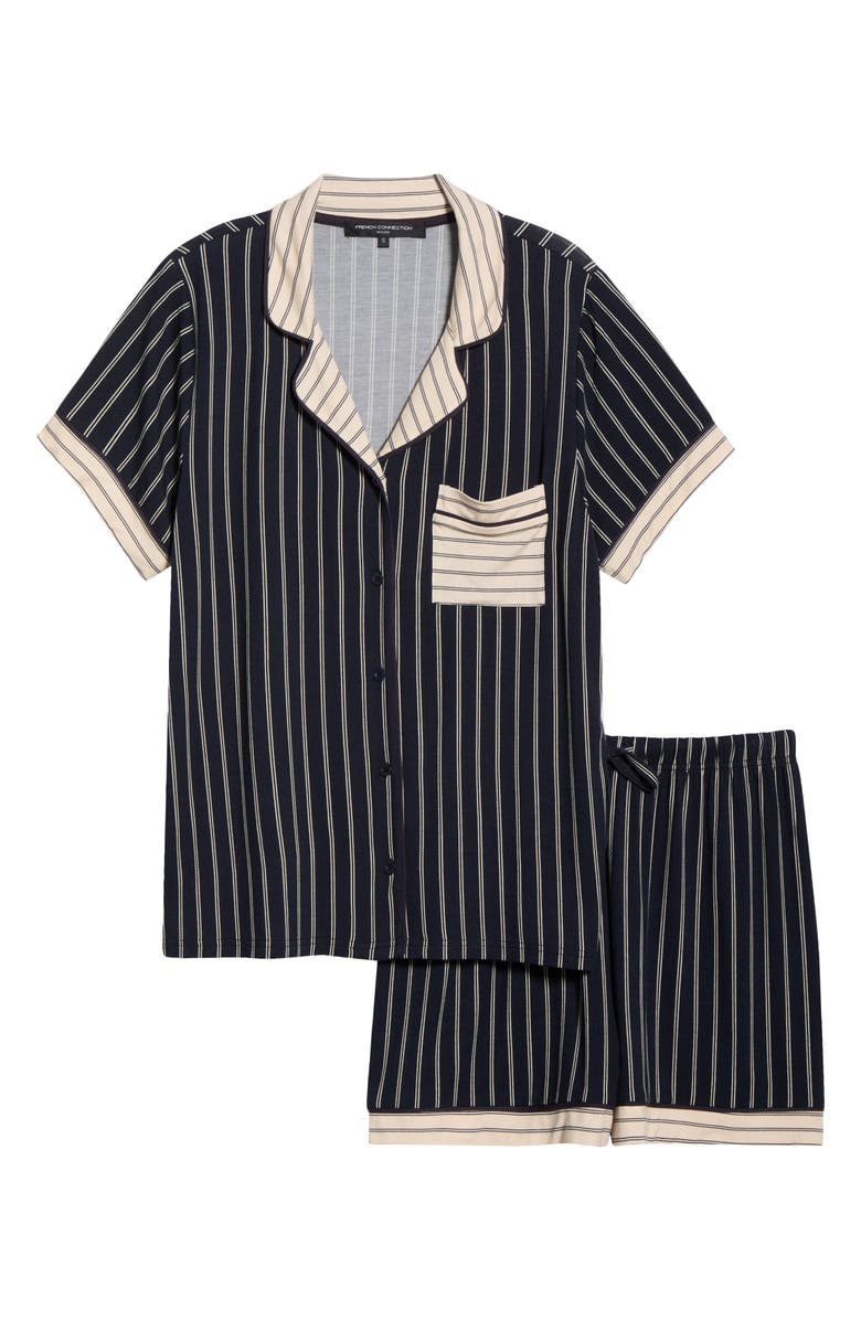 French Connection Stripe Pocket Short Pajamas, Alternate, color, Blue/ Cream Stripe