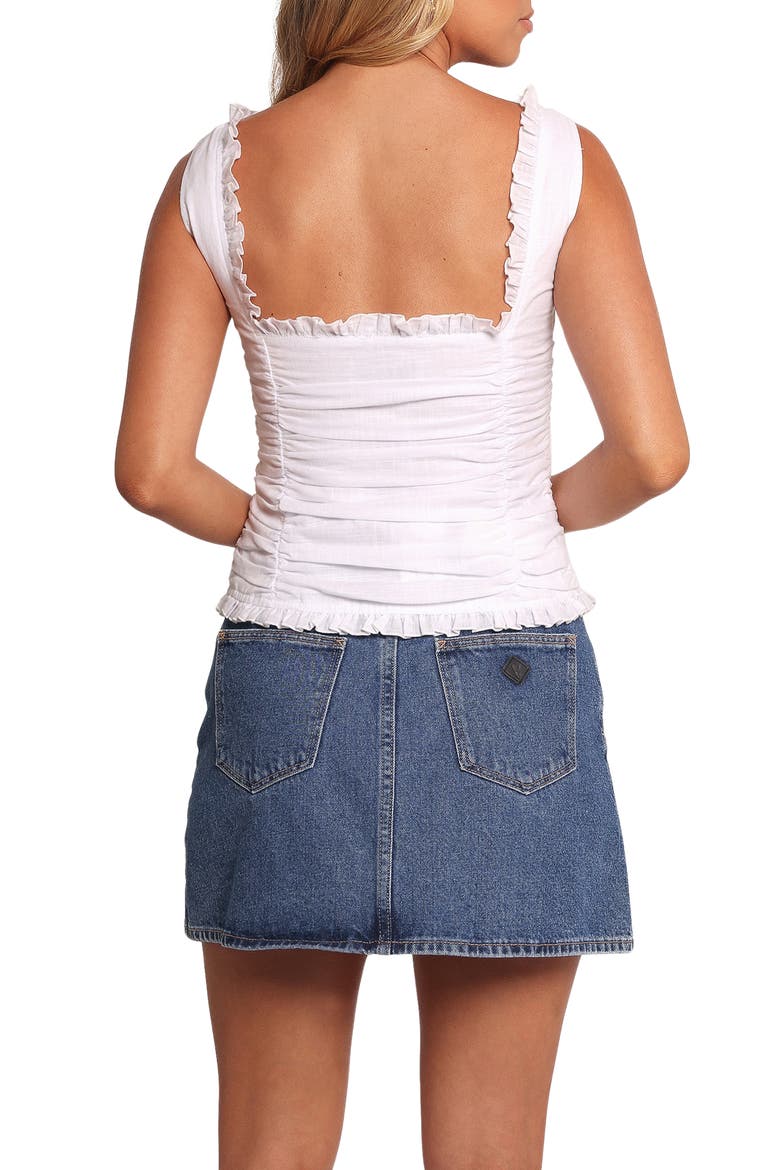 Jayda Frill Trim Ruched Tank, Alternate, color, WHITE