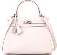 Pre-Owned Hermes Kelly Handbag Light Togo with Palladium Hardware 25