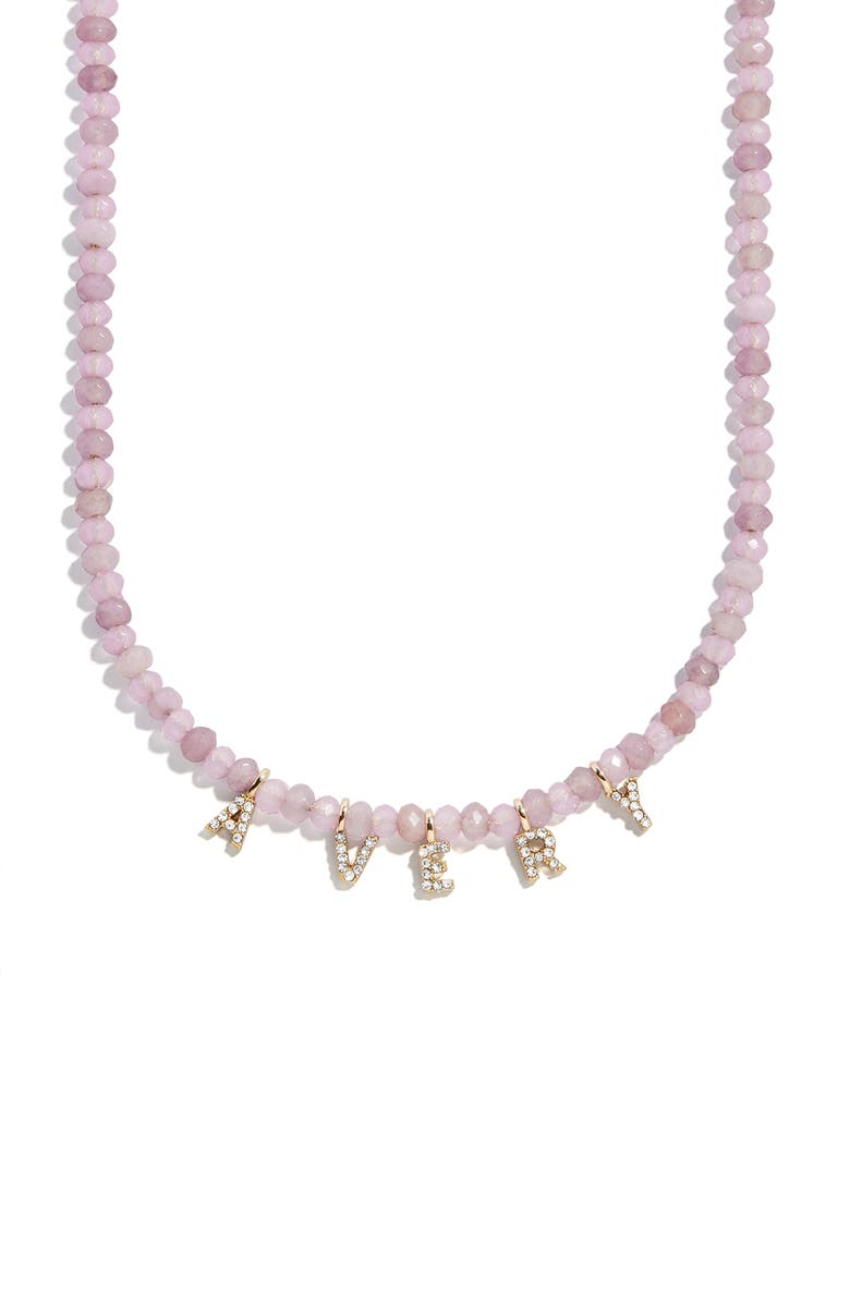 BaubleBar Beaded Custom Letter Necklace, Alternate, color, Purple