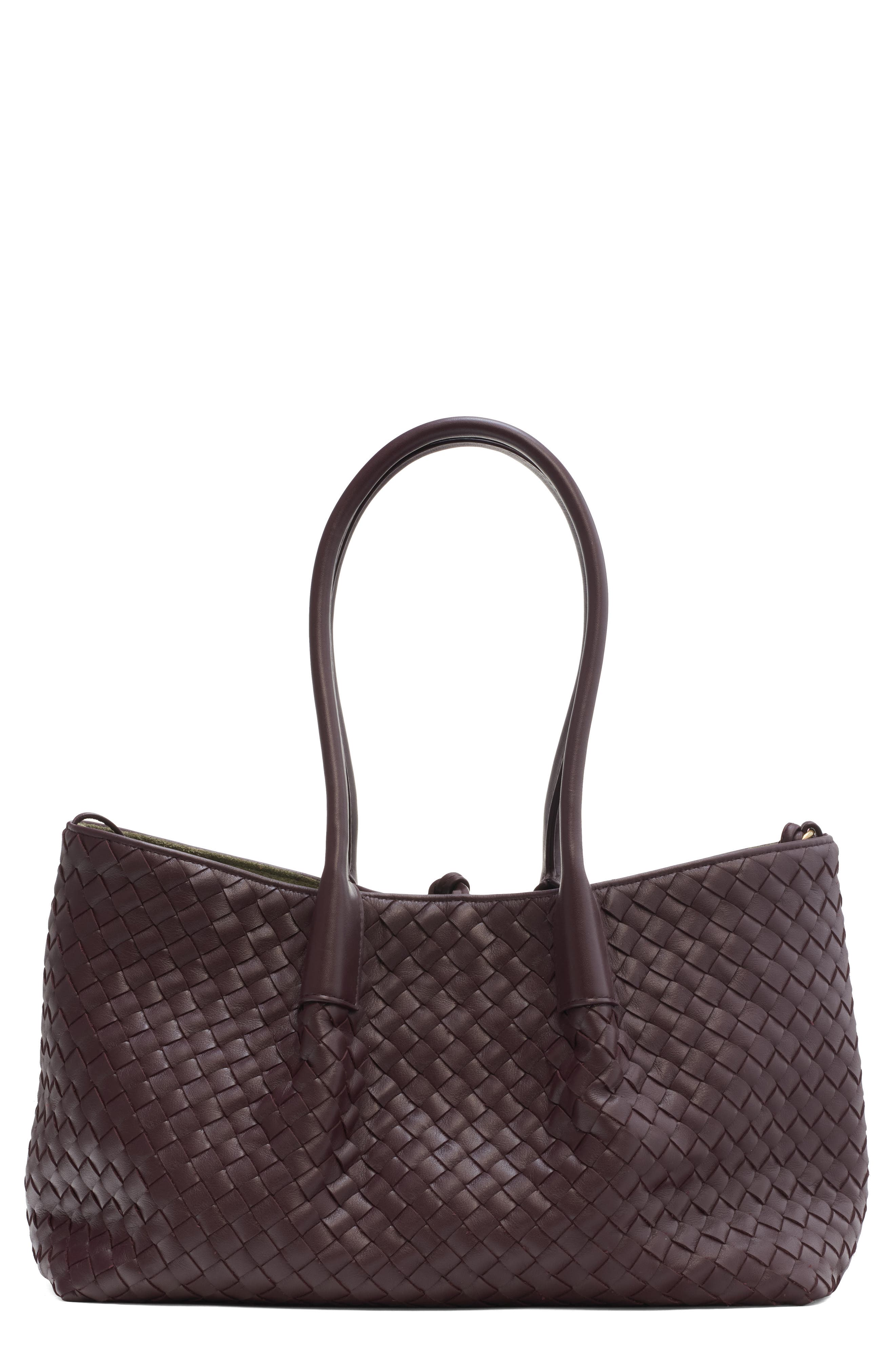 Bottega Veneta Medium Pinacoteca Intrecciato Leather Tote, Main, color, 2203 Dark Barolo/ Pick-M B