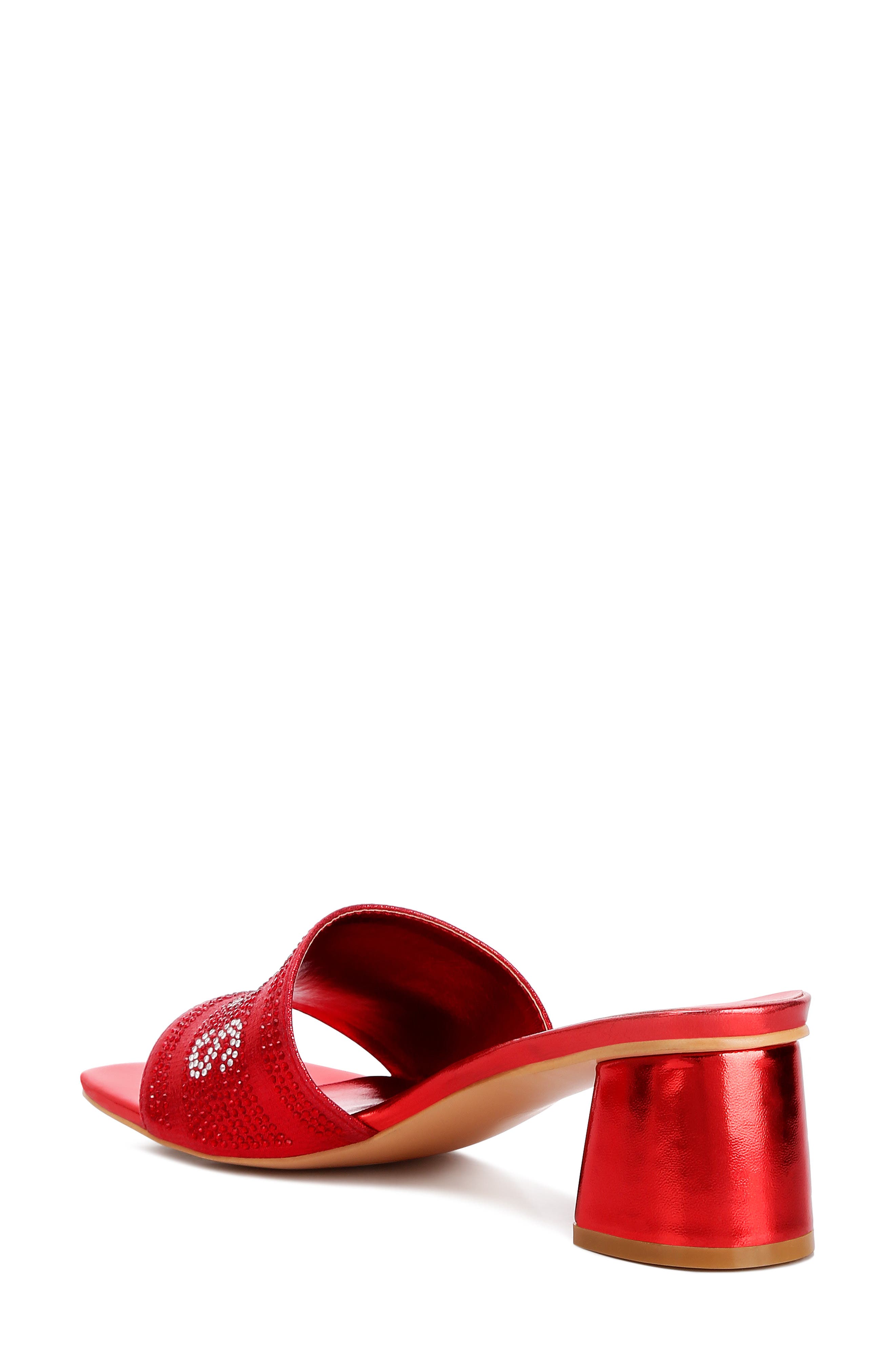 LONDON RAG Messels Rhinestone Embellished Slide Sandal, Alternate, color, Red