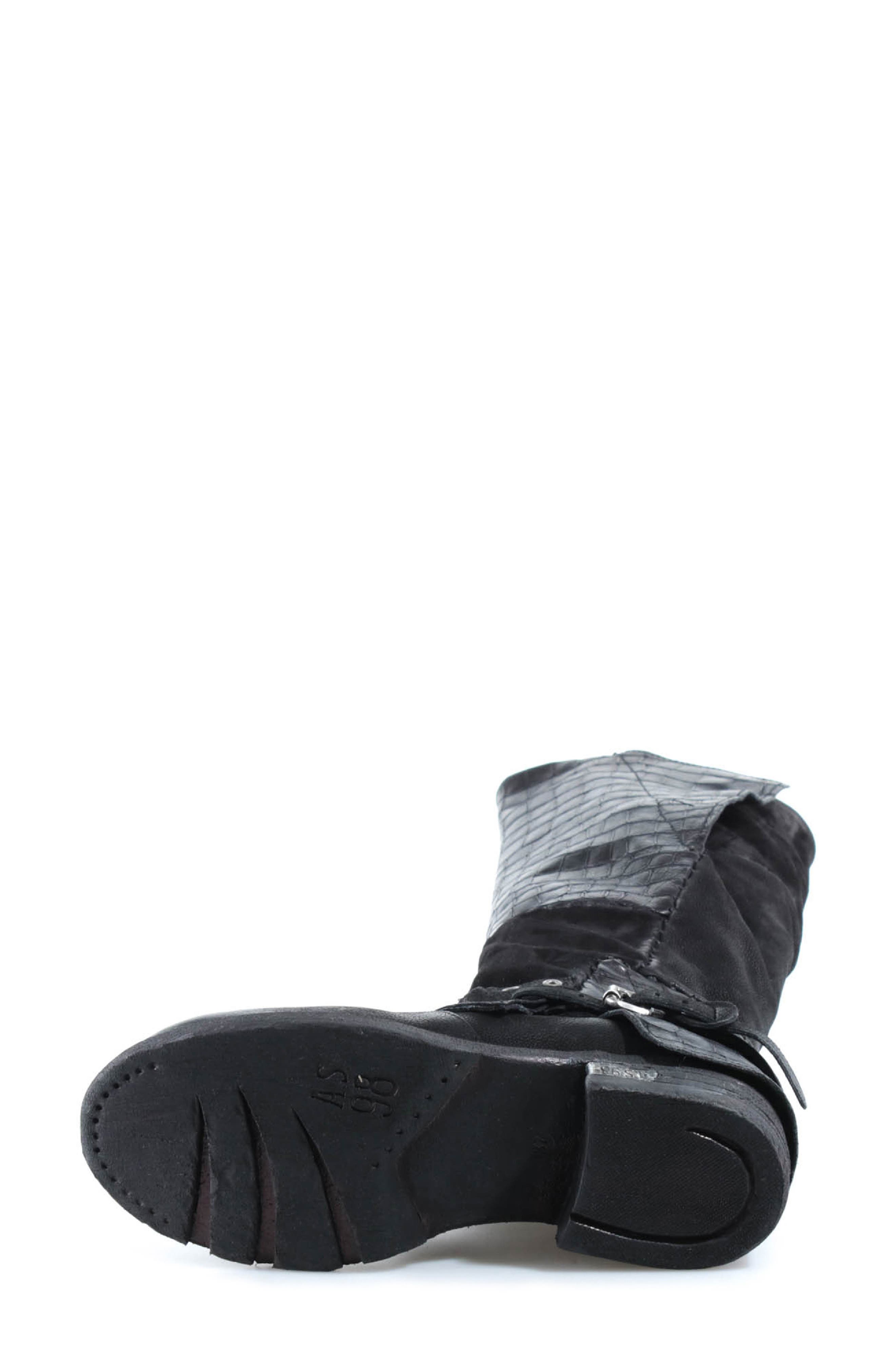 Perkins Croc Embossed Leather Boot, Alternate, color, BLACK