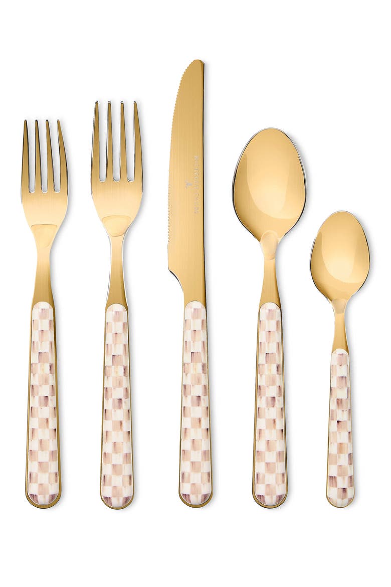 Mocha Check Bistro 5-Piece Place Setting, Main, color, MOCHA