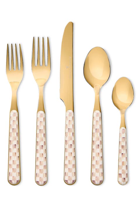 Mocha Check Bistro 5-Piece Place Setting