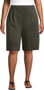 Lands' End Plus Size Sport Knit High Rise Pleated 12" Bermuda Shorts