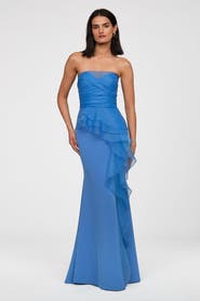 Theia Morgan Crepe And Organza Gown