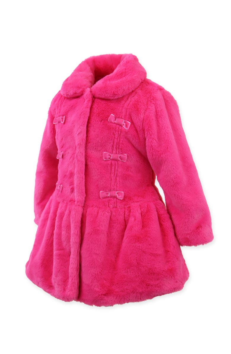 Widgeon Faux Fur Bow Princess Coat, Alternate, color, Hot Pink Puff