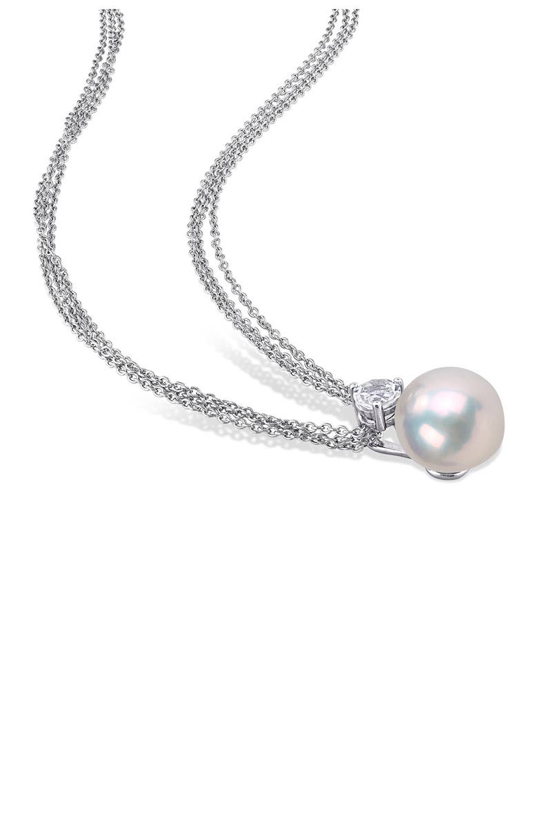 DELMAR Sterling Silver 11-12mm Cultured Freshwater Pearl & White Topaz Necklace, Alternate, color, 