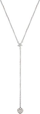 Adornia White Rhodium Plated Star and Heart Drop Y Necklace