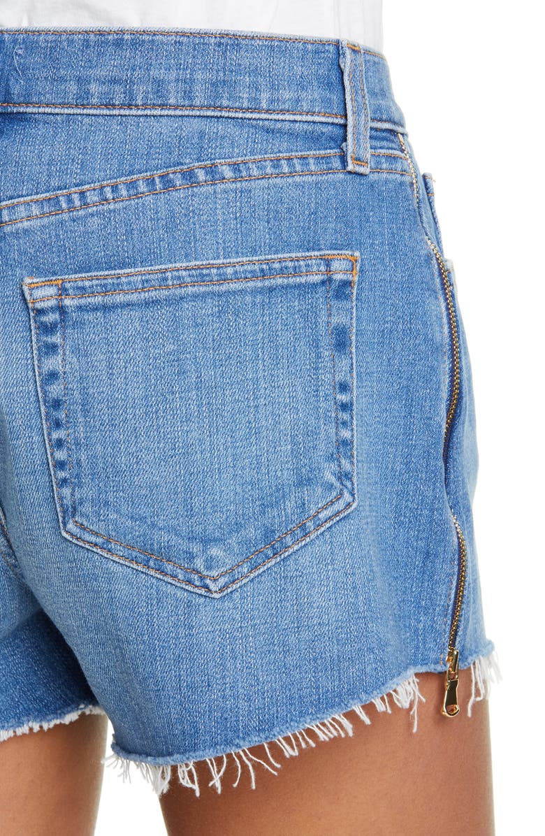 L'AGENCE High Waist Side Zip Denim Shorts, Alternate, color, 