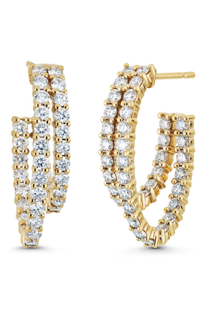 18K Gold Audrey Diamond Double Hoop Earrings (Online Trunk Show), Main, color, YELLOW