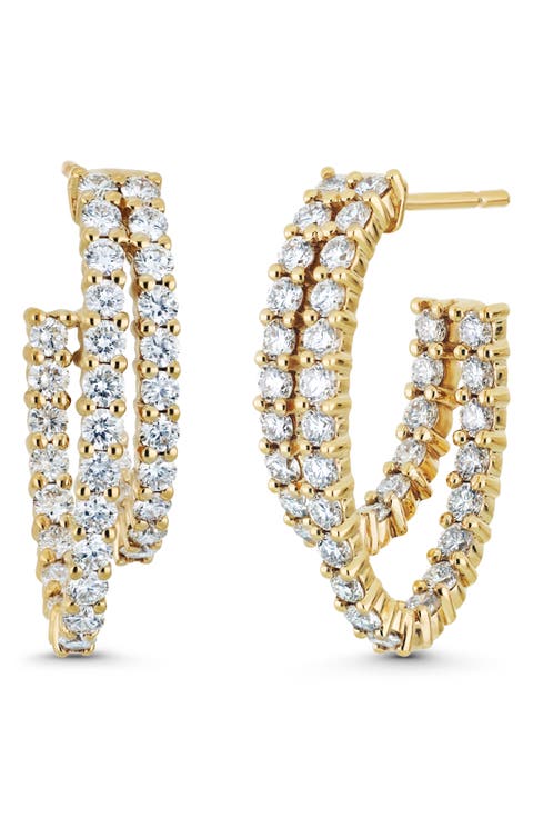 18K Gold Audrey Diamond Double Hoop Earrings