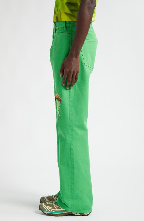 Stockholm Surfboard Club X Disney Kermit Embroidered Straight Leg Jeans In Kermit